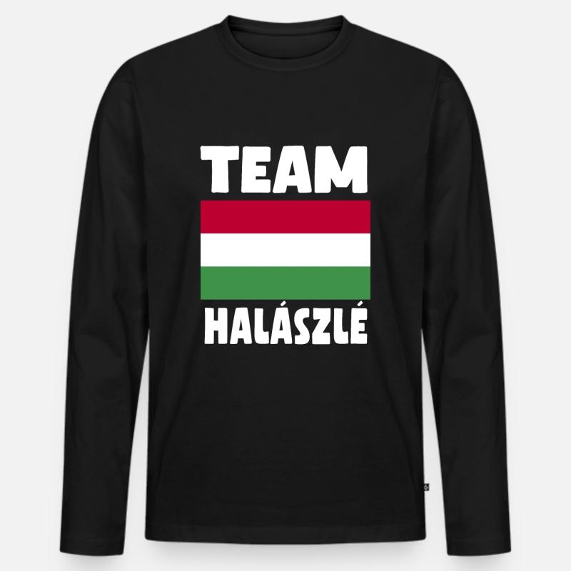 Team Halaszle - Männer Premium Bio Langarmshirt - Schwarz