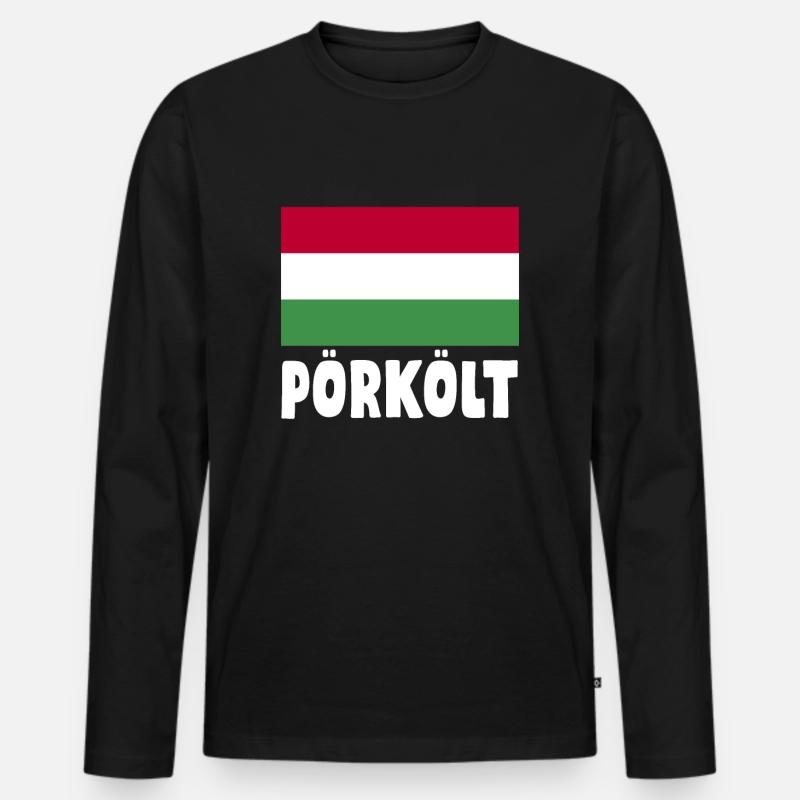 Pörkölt - Männer Premium Bio Langarmshirt - Schwarz