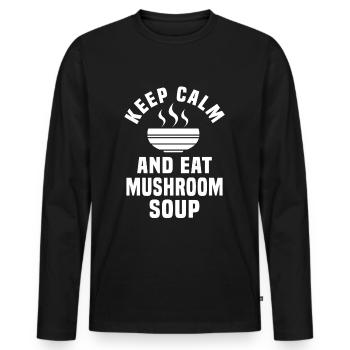 Soupe aux champignons - T-shirt manches longues Premium bio Homme - noir - Devant - Nico (187cm)