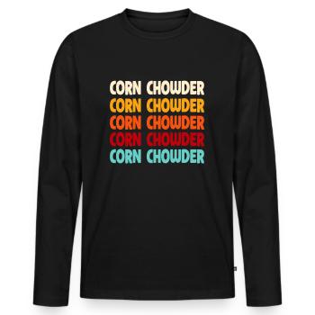 Soupe de maïs - T-shirt manches longues Premium bio Homme - noir - Devant - Nico (187cm)
