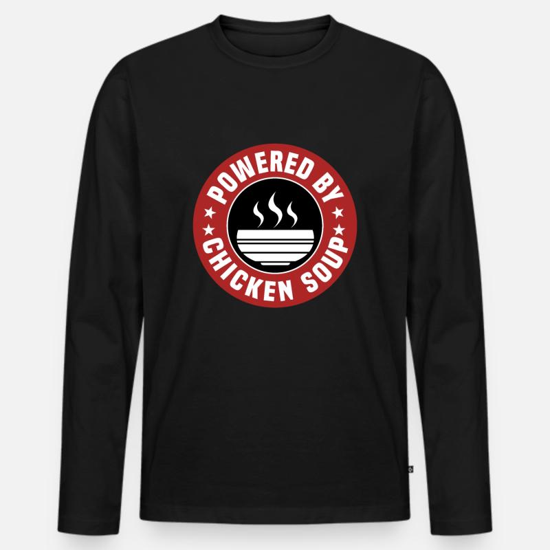 Powered By Chicken Soup - Männer Premium Bio Langarmshirt - Schwarz