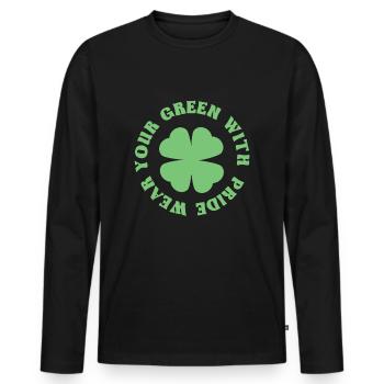Tragen Sie Ihr Grün Mit Stolz - Männer Premium Bio Langarmshirt - Schwarz - Vorne - Nico (187cm)