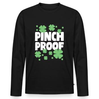 St. Patrick's Day Pinch Safe Shirt - Men's Premium Organic Long Sleeve Shirt - black - Front - Nico (187cm)