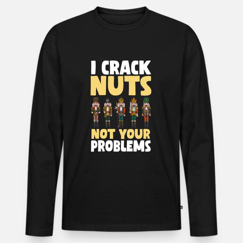 Nussknacker Spruch - Männer Premium Bio Langarmshirt - Schwarz