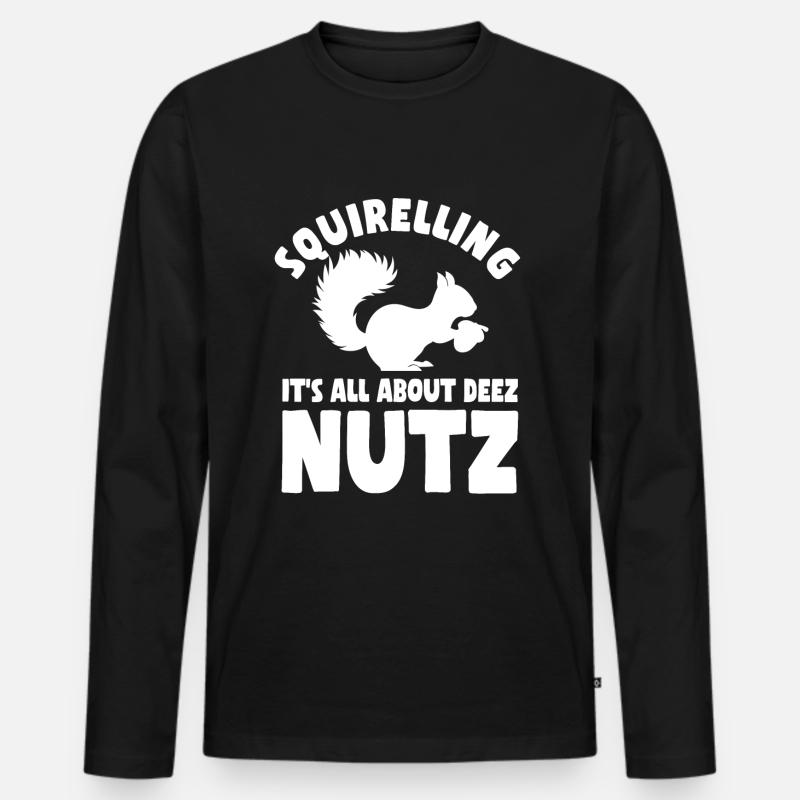 Eichhörnchen Humor - Männer Premium Bio Langarmshirt - Schwarz