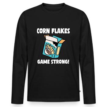 Corn Flakes Game Strong - Men's Premium Organic Long Sleeve Shirt - black - Front - Nico (187cm)