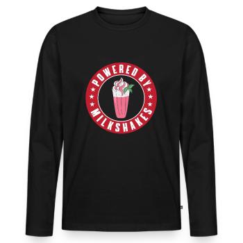 Powered By Milkshakes - Men's Premium Organic Long Sleeve Shirt - black - Front - Nico (187cm)