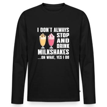 Milchshake Geschenkidee - Männer Premium Bio Langarmshirt - Schwarz - Vorne - Nico (187cm)