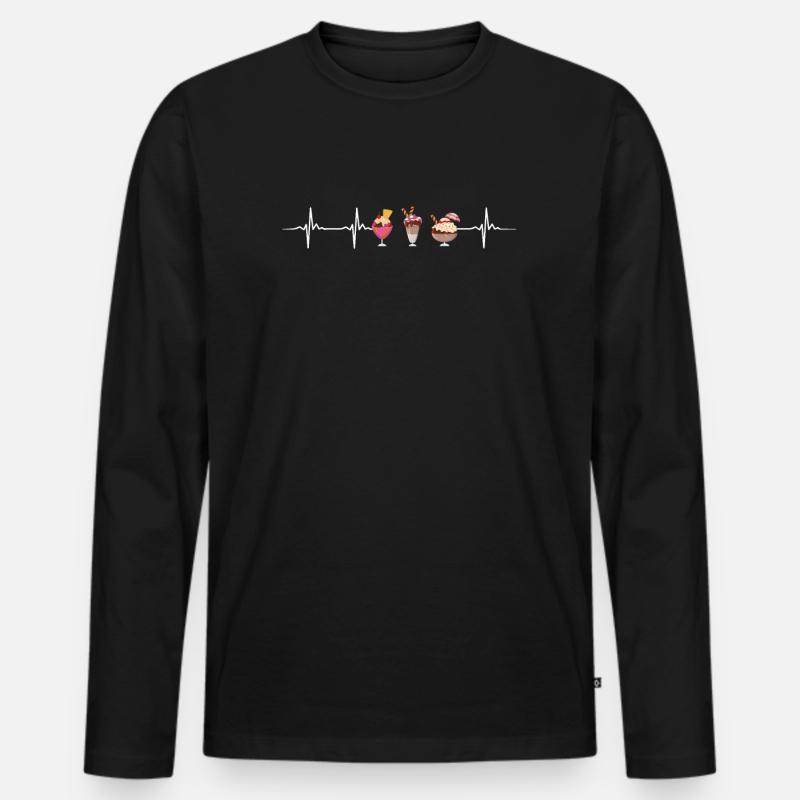 Eisbecher Herzschlag - Männer Premium Bio Langarmshirt - Schwarz