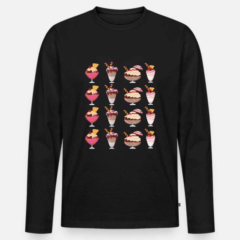 Auswahl An Eisbechern - Männer Premium Bio Langarmshirt - Schwarz