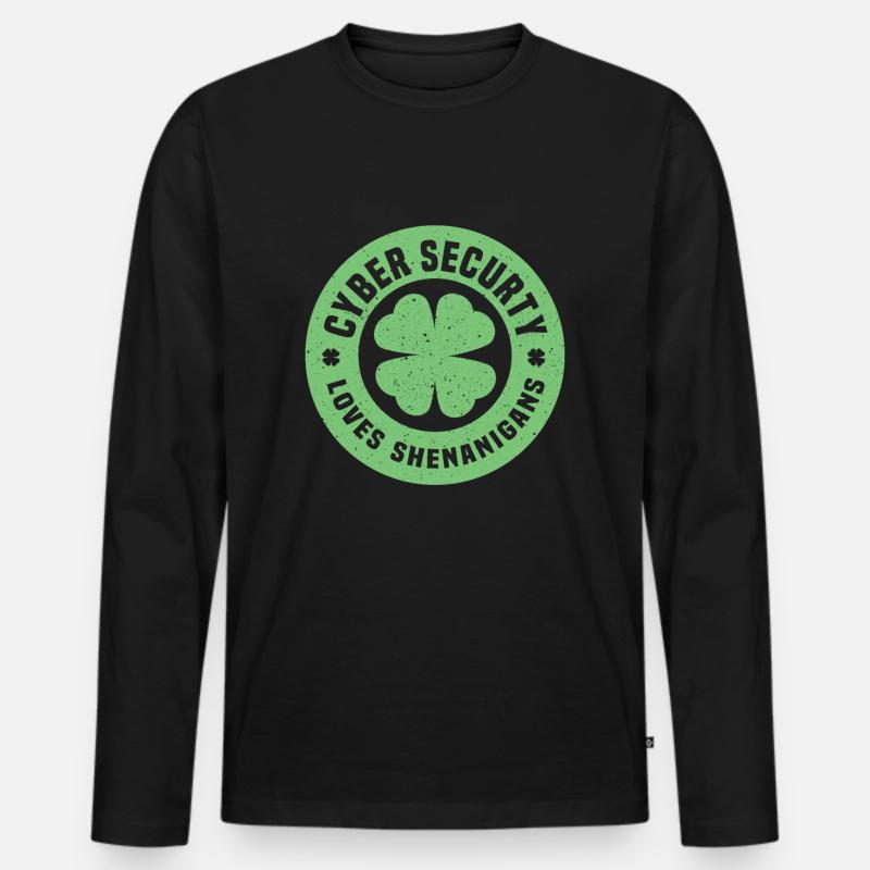 Cyber Security St. Patrick's Day - Männer Premium Bio Langarmshirt - Schwarz