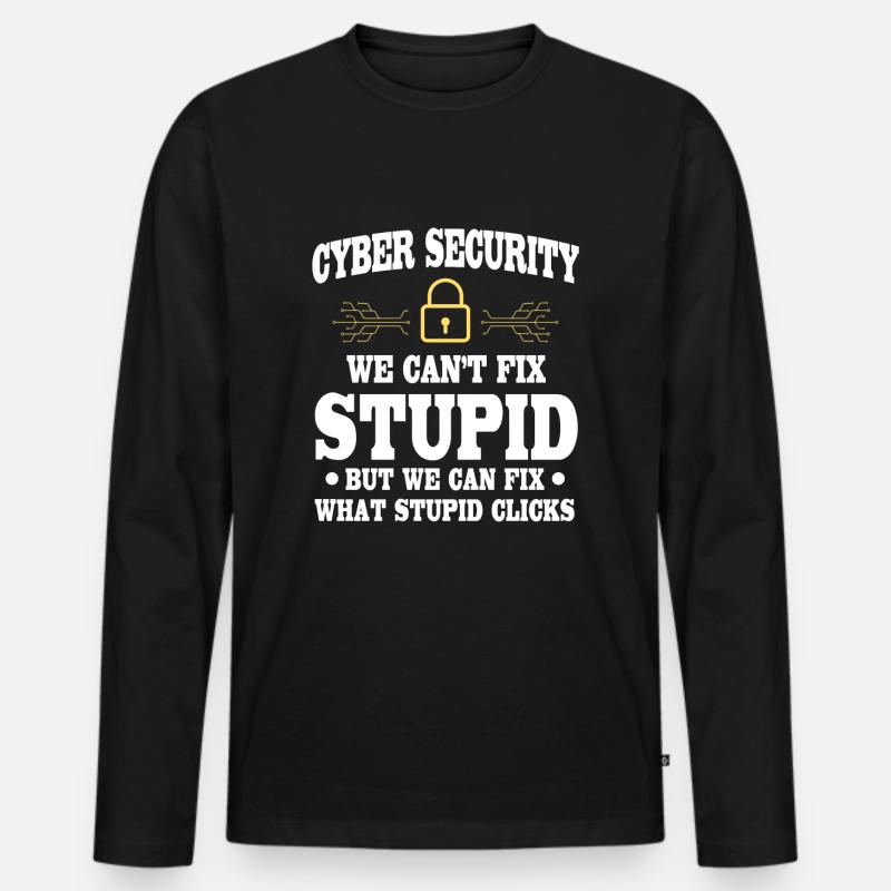 CybersiLustiger Cyber Security Spruch - Männer Premium Bio Langarmshirt - Schwarz