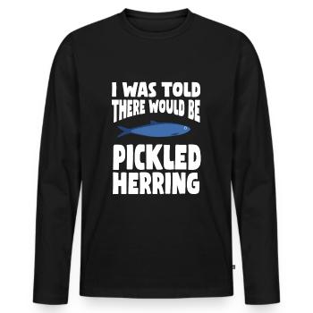 Eingelegter Hering Design - Männer Premium Bio Langarmshirt - Schwarz - Vorne - Nico (187cm)