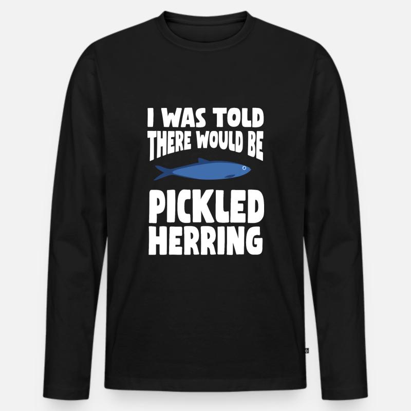 Eingelegter Hering Design - Männer Premium Bio Langarmshirt - Schwarz