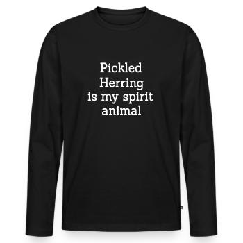 Eingelegter Hering Humor - Männer Premium Bio Langarmshirt - Schwarz - Vorne - Nico (187cm)