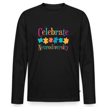 Celebrate neurodiversity - Men's Premium Organic Long Sleeve Shirt - black - Front - Nico (187cm)