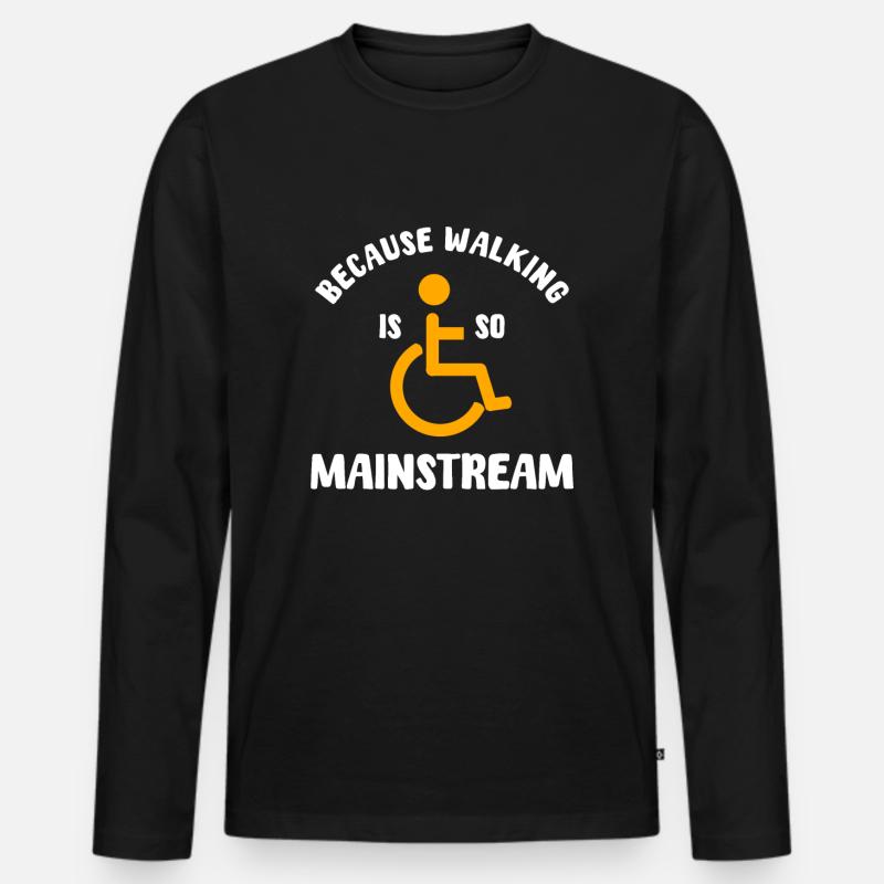 Rollstuhlfahrer Humor - Männer Premium Bio Langarmshirt - Schwarz
