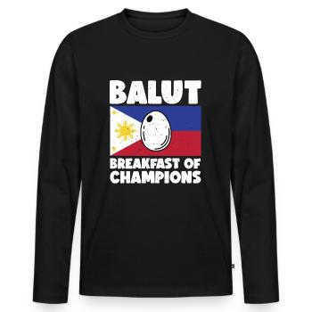 Balut-ei, Filipino delicacy, duck egg, - Men's Premium Organic Long Sleeve Shirt - black - Front - Nico (187cm)