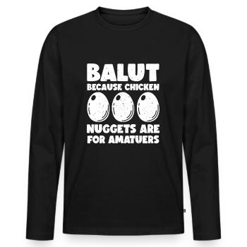 Balut-ei, Filipino delicacy, duck egg, - Men's Premium Organic Long Sleeve Shirt - black - Front - Nico (187cm)