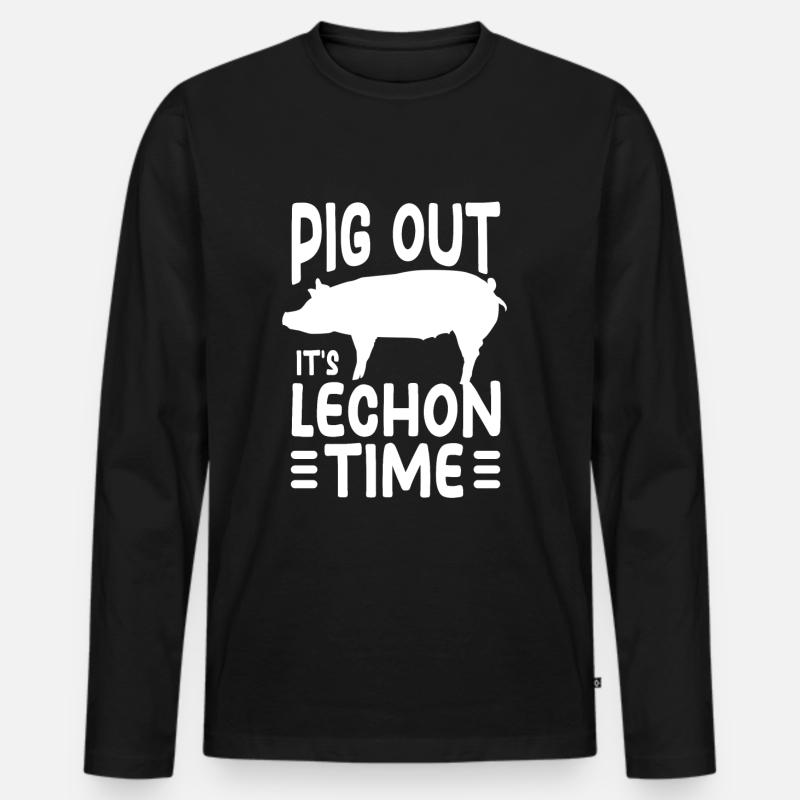 Lechon - Männer Premium Bio Langarmshirt - Schwarz