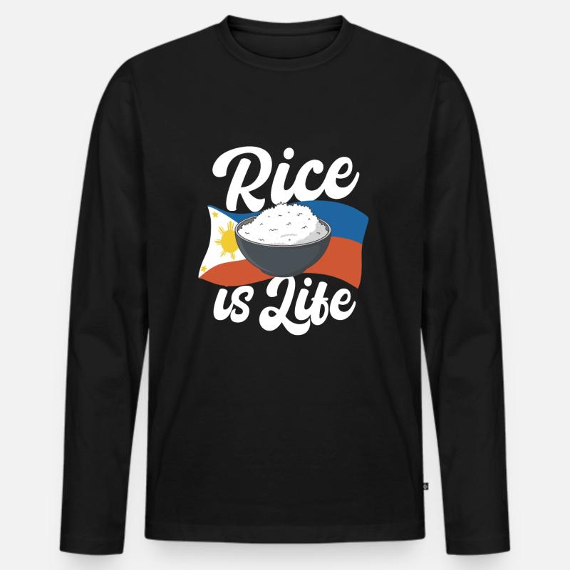 Rice Is Life - Männer Premium Bio Langarmshirt - Schwarz