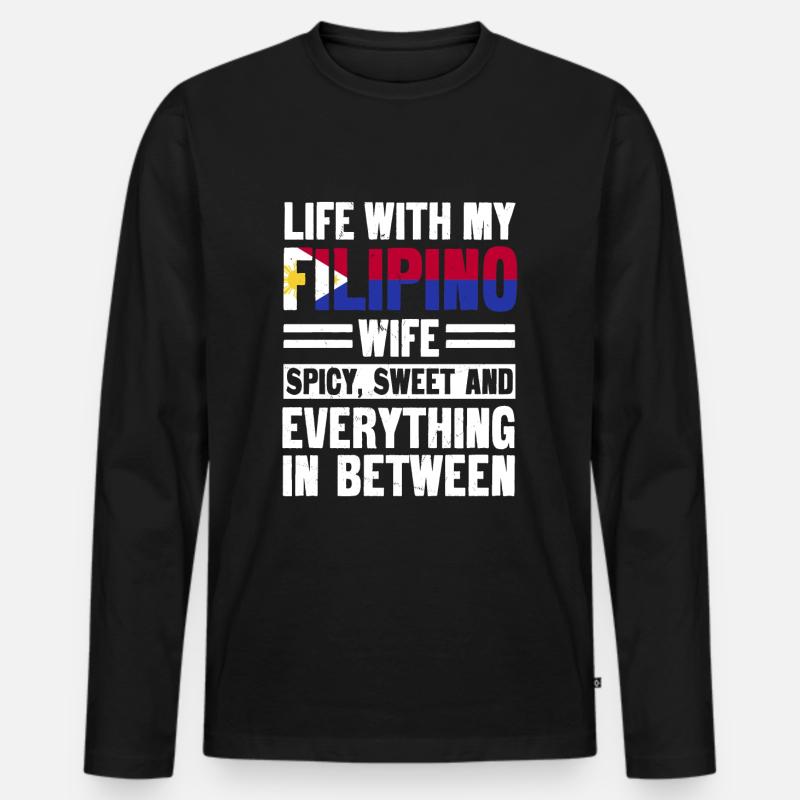 Filipino Ehefrau Humor - Männer Premium Bio Langarmshirt - Schwarz