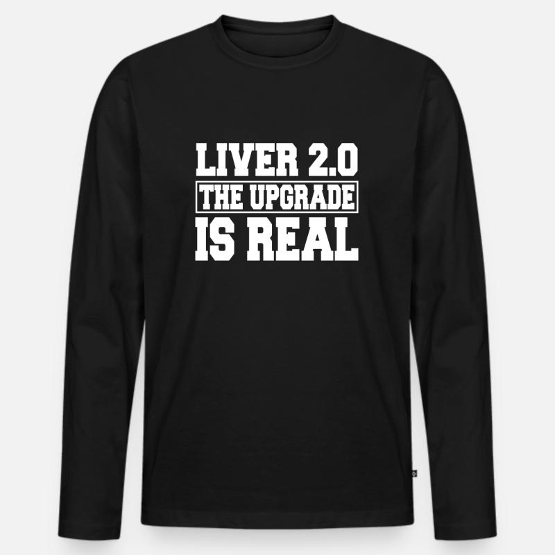 Lustiger Lebertransplantations Spruch - Männer Premium Bio Langarmshirt - Schwarz