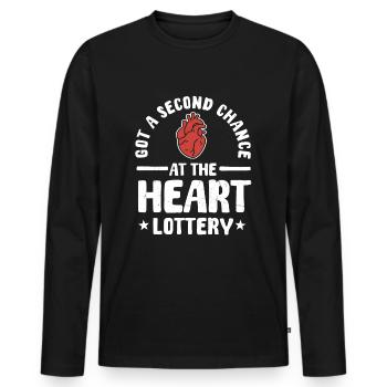 Heart Transplant Warrior Shirt - Men's Premium Organic Long Sleeve Shirt - black - Front - Nico (187cm)