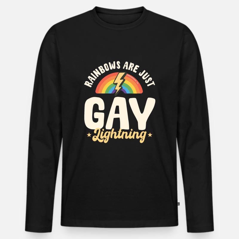 Regenbogen Sind Nur Schwule Blitze - Männer Premium Bio Langarmshirt - Schwarz