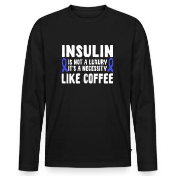 Insuline et café - T-shirt manches longues Premium bio Homme - noir - Devant - Nico (187cm)