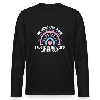 Soins palliatifs - T-shirt manches longues Premium bio Homme - noir - Devant - Nico (187cm)