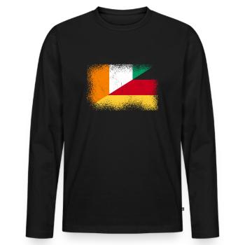 Elfenbeinküste Deutschland - Männer Premium Bio Langarmshirt - Schwarz - Vorne - Nico (187cm)