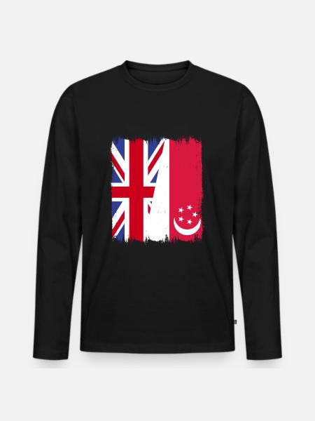 Singapour, Royaume-Uni - T-shirt manches longues Premium bio Homme - noir