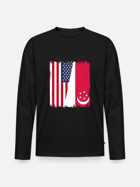 Drapeau américain de Singapour - T-shirt manches longues Premium bio Homme - noir