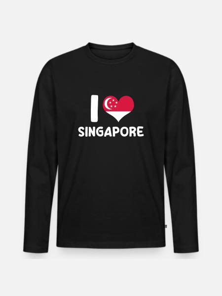 I love Singapore - Men's Premium Organic Long Sleeve Shirt - black