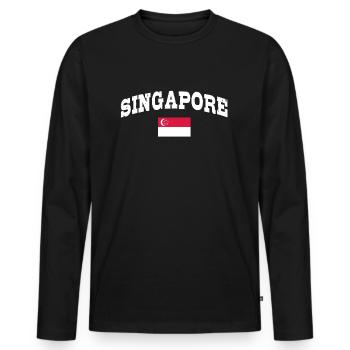 Singapour - T-shirt manches longues Premium bio Homme - noir - Devant - Nico (187cm)