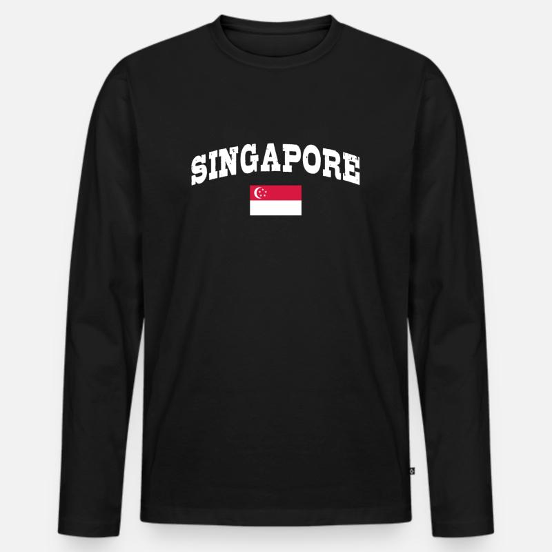 Singapur - Männer Premium Bio Langarmshirt - Schwarz