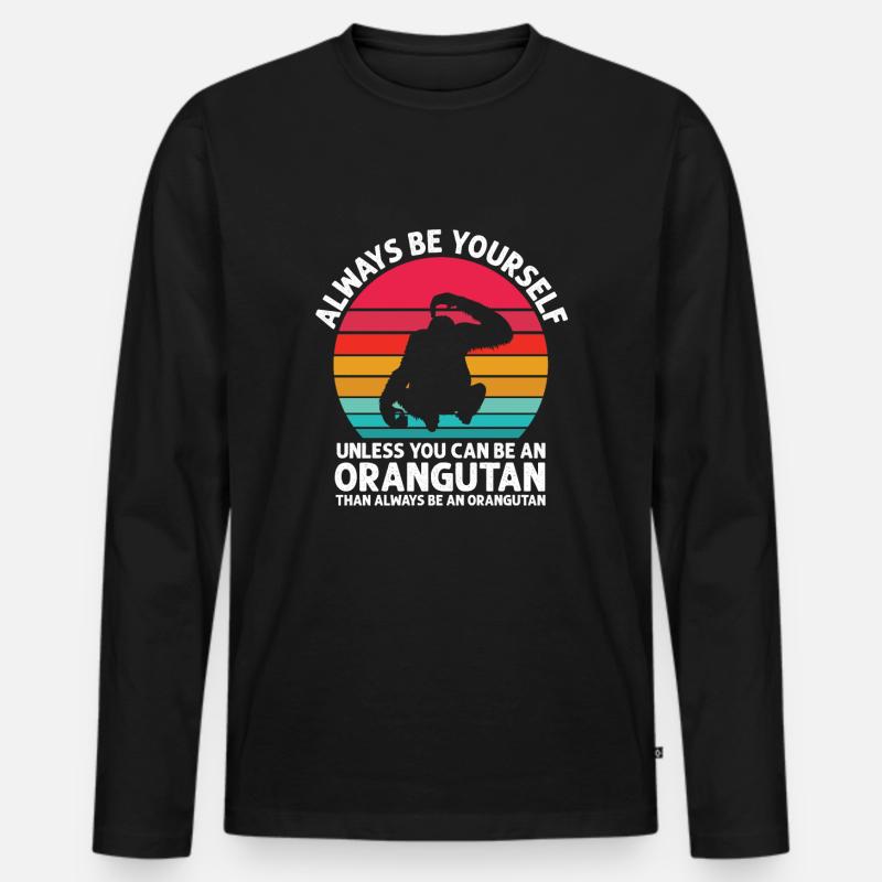 Orang-Utan - Männer Premium Bio Langarmshirt - Schwarz