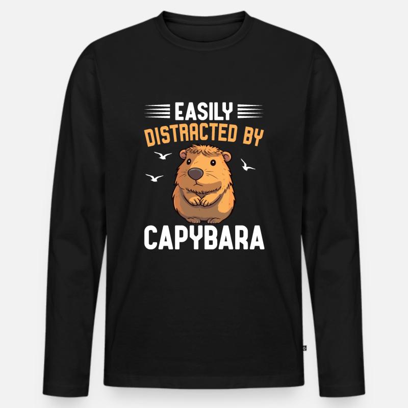 Capybara - Männer Premium Bio Langarmshirt - Schwarz