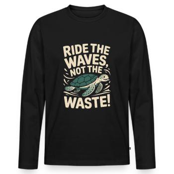Waves instead of garbage - Men's Premium Organic Long Sleeve Shirt - black - Front - Nico (187cm)