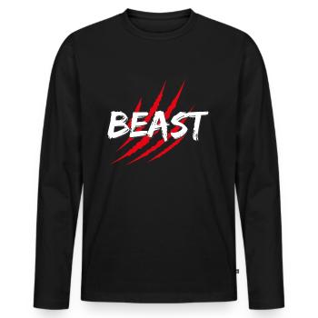 BEAST - wildcat - Men's Premium Organic Long Sleeve Shirt - black - Front - Nico (187cm)
