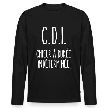 chieur à durée indéterminée - T-shirt manches longues Premium bio Homme - noir - Devant - Nico (187cm)