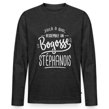 bogosse Stéphanois cadeau saint étienne St étienne - T-shirt manches longues Premium bio Homme - anthracite chiné - Devant - Nico (187cm)