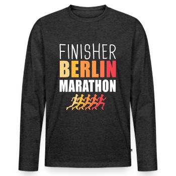 Finisher Berlin marathon run running - T-shirt manches longues Premium bio Homme - anthracite chiné - Devant - Nico (187cm)