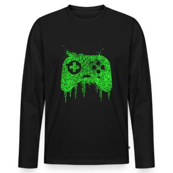 Gaming Gamer Nerd Gift Games Funny - Men's Premium Organic Long Sleeve Shirt - black - Front - Nico (187cm)
