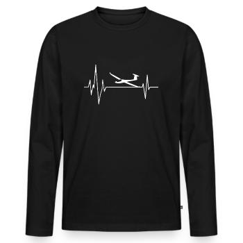 Planeur Pouls Coeur Heartbeat - T-shirt manches longues Premium bio Homme - noir - Devant - Nico (187cm)
