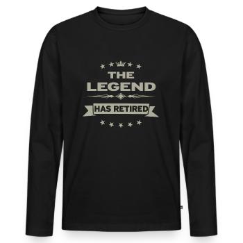 La légende a pris sa retraite - cadeau de retraite - T-shirt manches longues Premium bio Homme - noir - Devant - Nico (187cm)