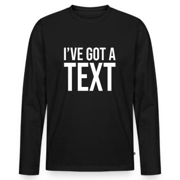 Ich habe einen Text - Männer Premium Bio Langarmshirt - Schwarz - Vorne - Nico (187cm)