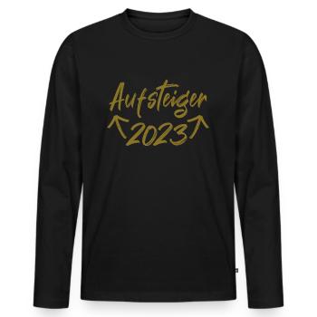 Aufsteiger 2023 Aufstiegstrikot 23 Liga Meister - Männer Premium Bio Langarmshirt - Schwarz - Vorne - Nico (187cm)