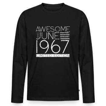 Juni 1967 Vintage Jahrgang Geburtstag Geschenk - Männer Premium Bio Langarmshirt - Schwarz - Vorne - Nico (187cm)